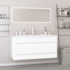 Set de mobilier de baie, alb extralucios, lemn prelucrat