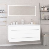 Set de mobilier de baie, alb extralucios, lemn prelucrat
