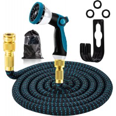 Furtun extensibil 15m, 10 funcții, anti-strangulare, albastru