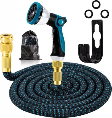 Furtun extensibil 15m, 10 funcții, anti-strangulare, albastru foto