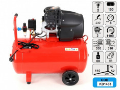 Compresor de aer industrial 100litri, 2 cilindri, 3kW, 220V KD1483 foto