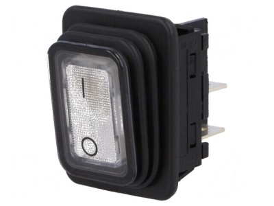 Rocker DPST Alb ON-OFF 20A 250VAC IP40 IP65 Frontal foto