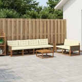 vidaXL Set de canapele de exterior cu pernă 7 pcs Natural și Crem 3381258