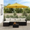 Umbrela de Soare Perete cu LED vidaXL, Galbena, 290cm - Protectie UV, Inclinabila, Gradina, Terasa