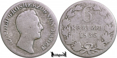 1835, 6 Kreuzer - Leopold | Marele Ducat de Baden | KM 198 foto