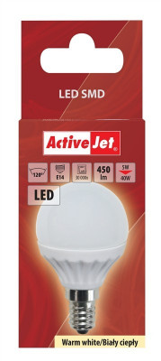 Bec LED SMD E14 5W glob lumina calda, ActiveJet foto