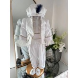 Costum botez print, alb - DPH333