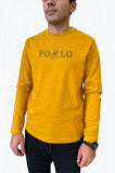 Tricou barbati cu maneca lunga si imprimeu cu logo din bumbac galben, XL