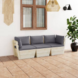 Canapea gradina din paleti cu perne, 3 locuri, lemn de molid GartenMobel Dekor, vidaXL