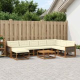 vidaXL Set de canapele de exterior cu pernă 9 pcs Natural și Crem 3381626