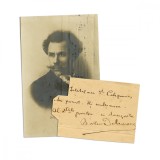 Barbu Ștefănescu Delavrancea, fotografie tip carte poștală + bilet cu &icirc;nsemnare olografă