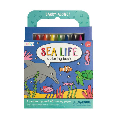 Set carte de colorat si creioane colorate - portabil, Sea Life foto