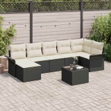 vidaXL Set de canapele pentru grădină cu pernă 8 pcs Negru Rattan poli 3345457