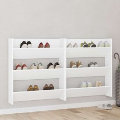 vidaXL Pantofare de perete, 2 buc., alb, 80x18x90 cm, PAL