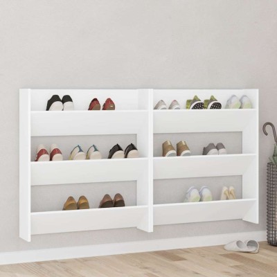 vidaXL Pantofare de perete, 2 buc., alb, 80x18x90 cm, PAL 806778 foto