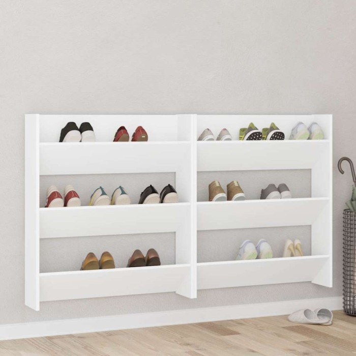 vidaXL Pantofare de perete, 2 buc., alb, 80x18x90 cm, PAL 806778