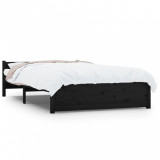 Cadru de pat mic dublu 4FT, negru, 120x190 cm, lemn masiv