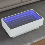 VidaXL Măsuță de cafea cu LED, alb, 90x50x30 cm, lemn prelucrat