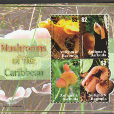 Antigua si Barbuda 2007-Flora,ciuperci,bloc 4 val.,dant.,MNH,Mi.4471-4474 KB