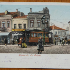 Carte postala circulata , Galati , Centrul , animatie , 1903