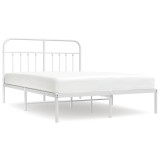 Cumpara ieftin Cadru de pat metalic cu tablie, alb, 135x190 cm