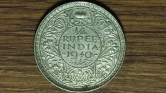 India Britanica - moneda de colectie argint - 1/4 quarter rupee 1940 AUNC &bull; Bombay - George VI - an unic de batere !