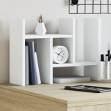 vidaXL Organizator Birou Alb Lemn 34.5x15.5x35.5cm Suport Documente Dosare, Raft Birou Pivotant Reglabil, Depozitare Accesorii Birou