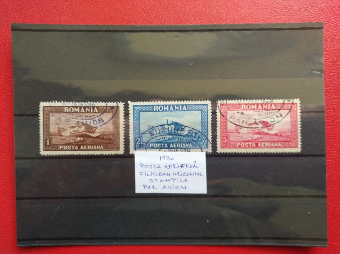 1930 - POSTA AERIANA - FILIGRAN ORIZONTAL ( STAMPILA PAR AVION )