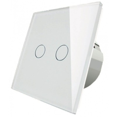 Intrerupator touch dublu sticla securizata alb foto