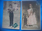 HOPCT 1734 COPII -TCV-ROMANTICA-FRANTA-LOT 2 CARTI POSTALE VECHI-CIRCULATE
