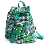 Rucsac Etno Verde India, Jacquard, 28x32cm, Buzunare Interior/Exterior, Bretele Confortabile, Rucsac de Zi, Calitate Superioara