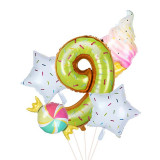 Balon folie gigant cifra 9, inaltime 80 cm, decor candy party, aranjament 5 baloane, Oem