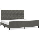 Cumpara ieftin Cadru de pat fara saltea, gri inchis, 200x200 cm, catifea