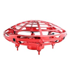 Mini drona OZN disc zburator interactiv, 3 senzori infrarosu, lumina LED, rosu