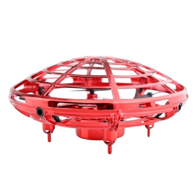 Mini drona OZN disc zburator interactiv, 3 senzori infrarosu, lumina LED, rosu foto