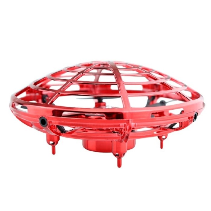 Mini drona OZN disc zburator interactiv, 3 senzori infrarosu, lumina LED, rosu