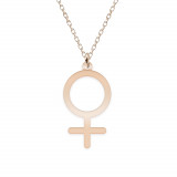 Woman - Colier personalizat simbol femeie din argint 925 placat cu aur roz, Bijubox
