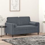 vidaXL Perne decorative, 2 buc., gri &icirc;nchis, &Oslash;15x50 cm, catifea