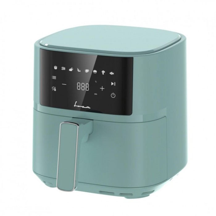 Friteuza cu aer cald Fram, 1700W-2200W, 5.7 L, 8 programe, panou de comanda electronic, Verde