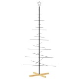 Cumpara ieftin Brad de Craciun din metal cu baza din lemn, negru, 180 cm
