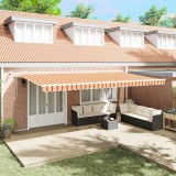 vidaXL Marchiză retractabilă automată cu LED galben și portocalie 600x300 cm