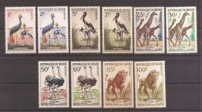 Niger 1959-1960 - Protecția animalelor, 10 valori, MNH/MH (vezi descrierea) foto