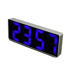 Ceas Digital Plastic Alb Oglinda USB Lumina LED Albastra GH0712L XXM foto