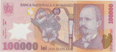 ROMANIA 100000 LEI 2001 AUNC foto