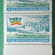 TIMBRE ROMANIA MNH LP736/1970 75 ani navigație maritimă -Serie în pereche