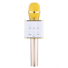 Microfon Karaoke Wireless cu Bluetooth Soundvoxtm Q7 cu Boxa inclusa, Auriu foto