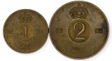SUEDIA lot / set : 1 + 2 ORE 1954 , km 820 + 821, Europa, Cupru (arama)