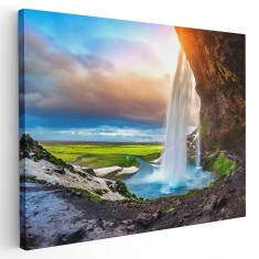 Tablou peisaj cascada Seljalandsfoss Islanda Tablou canvas pe panza CU RAMA 20x30 cm