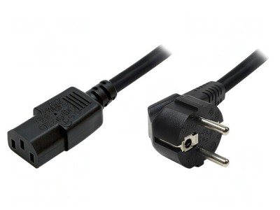 Cablu Alimentare Unghiular CEE 7/7 la IEC C13 1,8m Negru foto