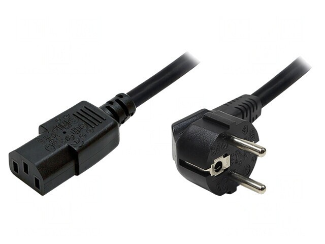Cablu Alimentare Unghiular CEE 7/7 la IEC C13 1,8m Negru